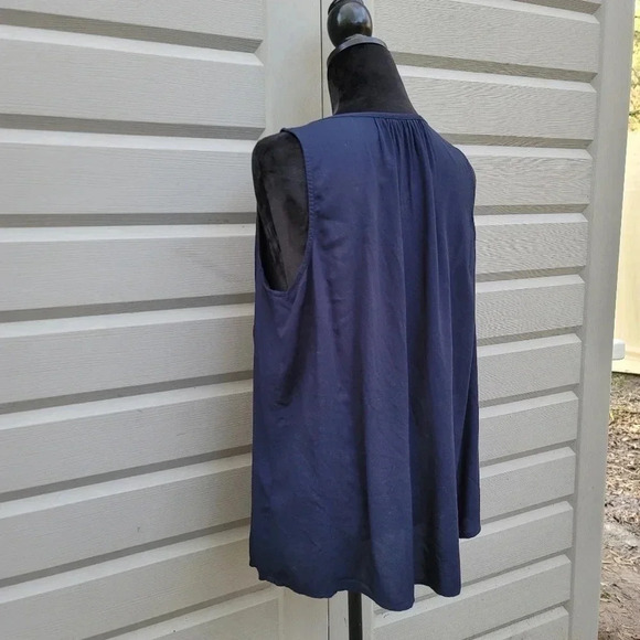 Sleeveless Blouses Sonoma Tank Top Navy Blue Tie 100% Rayon Sz M MediumArmpit - Picture 7 of 8